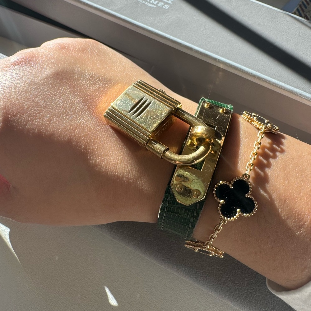Exquisite Hermès Kelly Watch Bracelet in green Croc leather🐊 - Picture 11 of 16